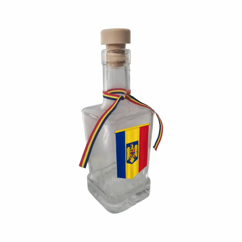 Fanion romania, sticla cu mesaj patrata, 250 ml, model divgs318 16